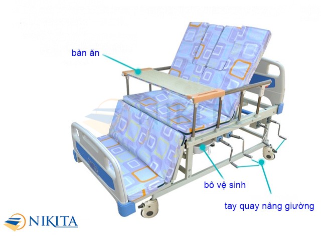 Giường bệnh nhân 4 tay quay Nikita NKT-A04