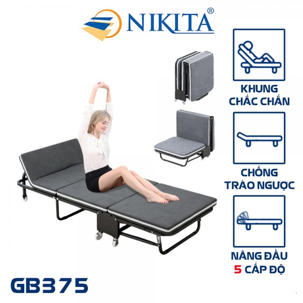 Giường gấp 3 khúc NiKiTa GB365 vải nhung 