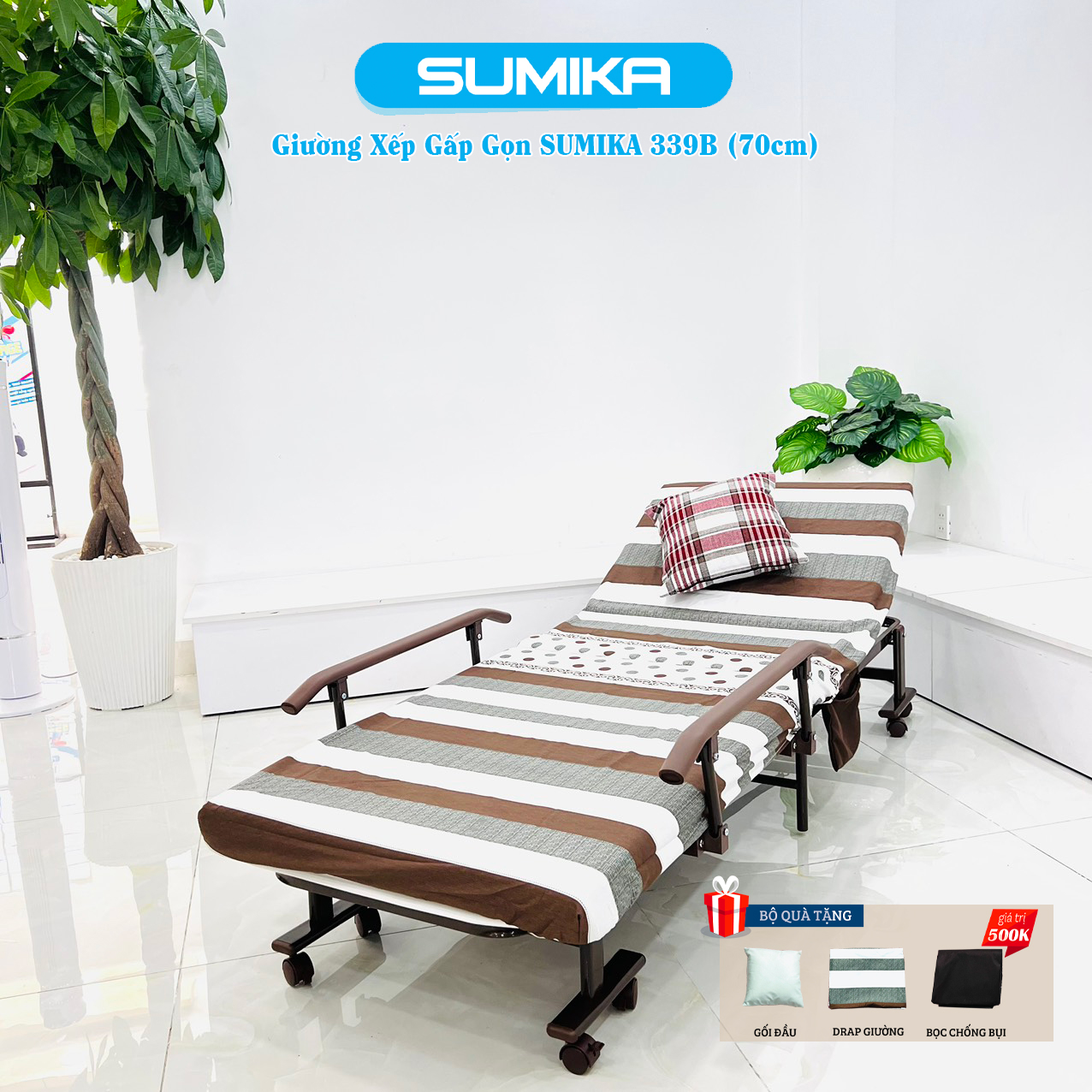  Giường gấp 2 khúc SUMIKA 339D, rộng 80cm